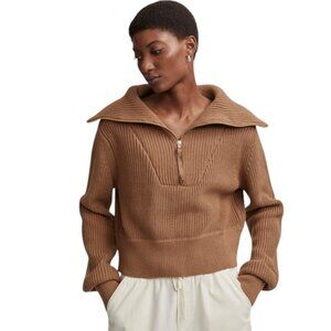 Varley Mentone Half-Zip Knit Chunky Oversized Pullover, Golden Brown, Large
